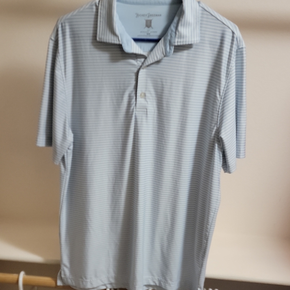 Hickey Freeman Light Blue Striped Polo Shirt